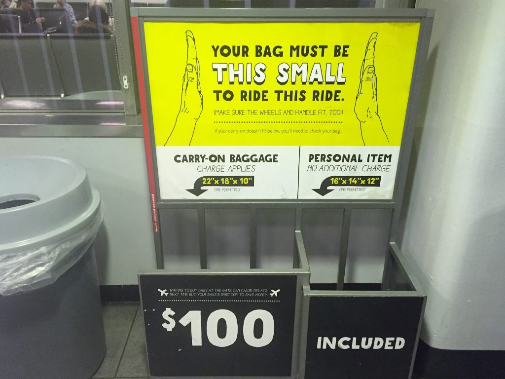 The maximum charge for a large carry on maxes out at $100 if you wait to buy a bag.