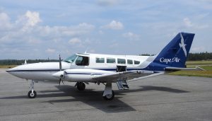 A Cape Air Cessna 402 in Saranac Lake, New York.