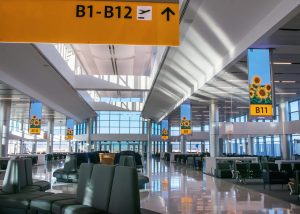The gate area on the west side of concourse B at Denver International.