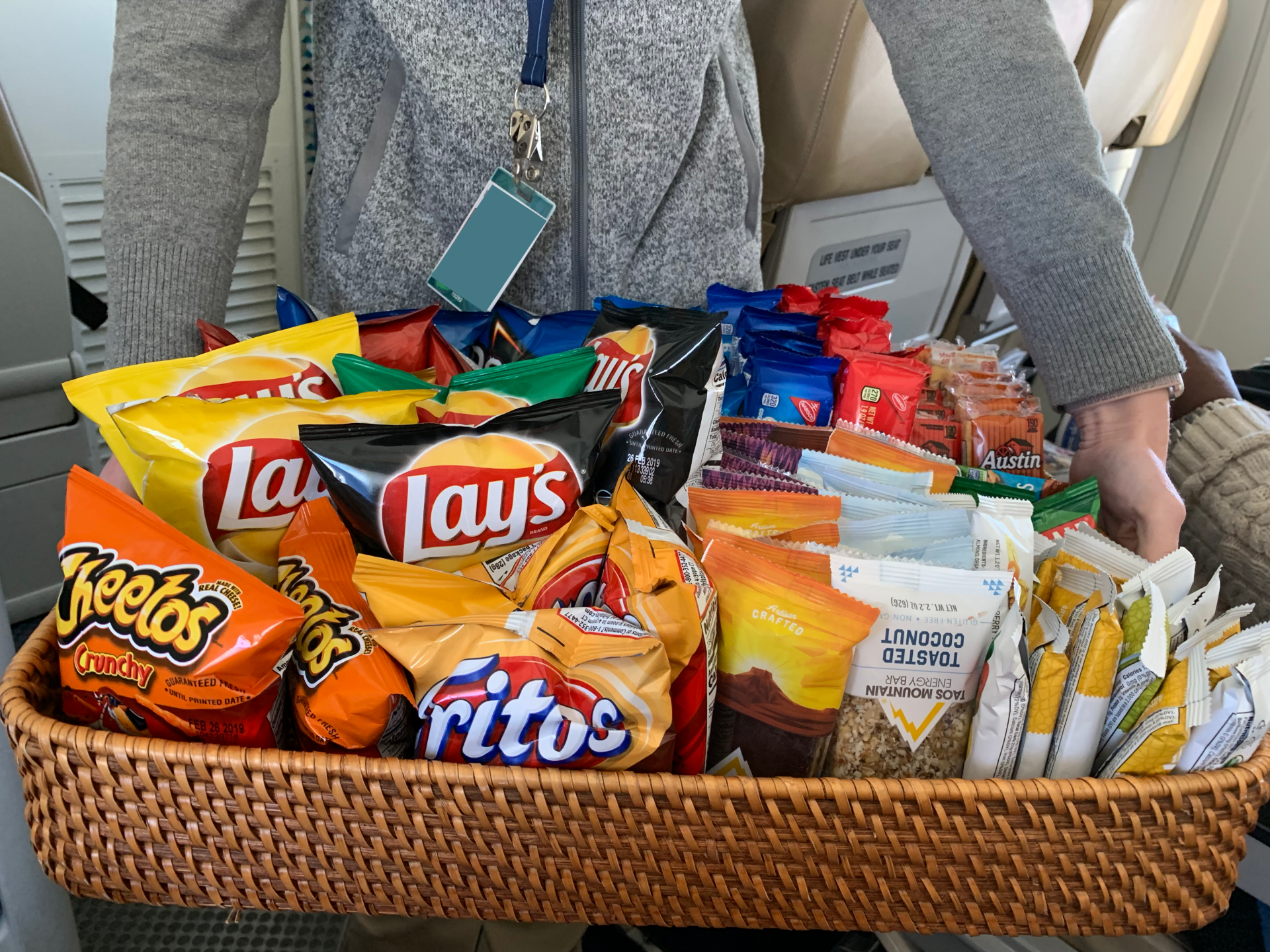 Snacks on a commercial flight.