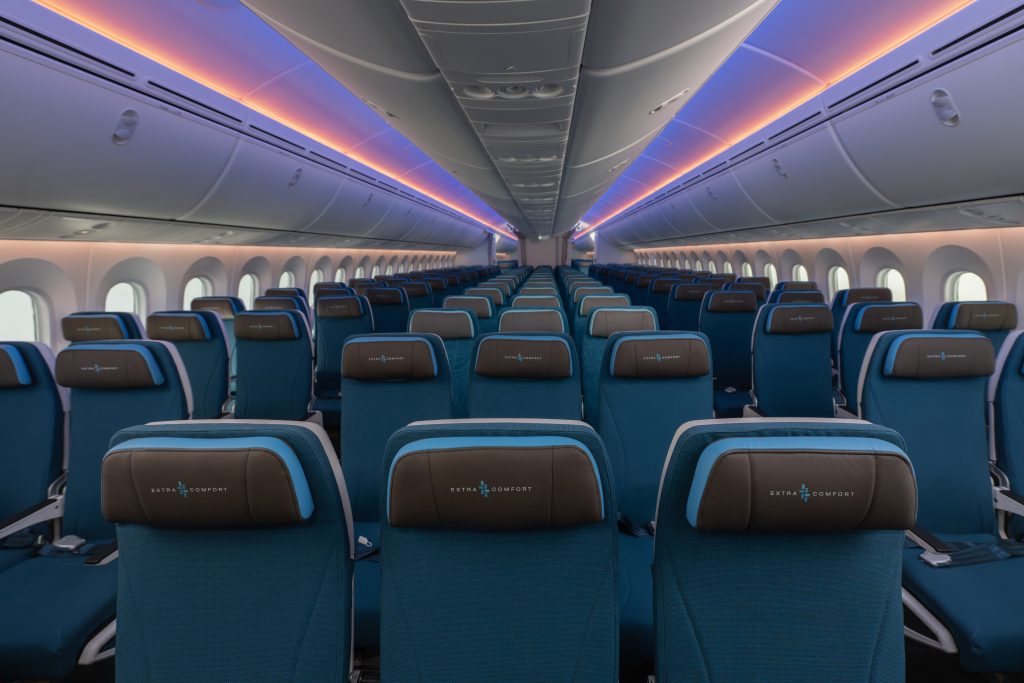 Colorful Boeing 787 cabin
