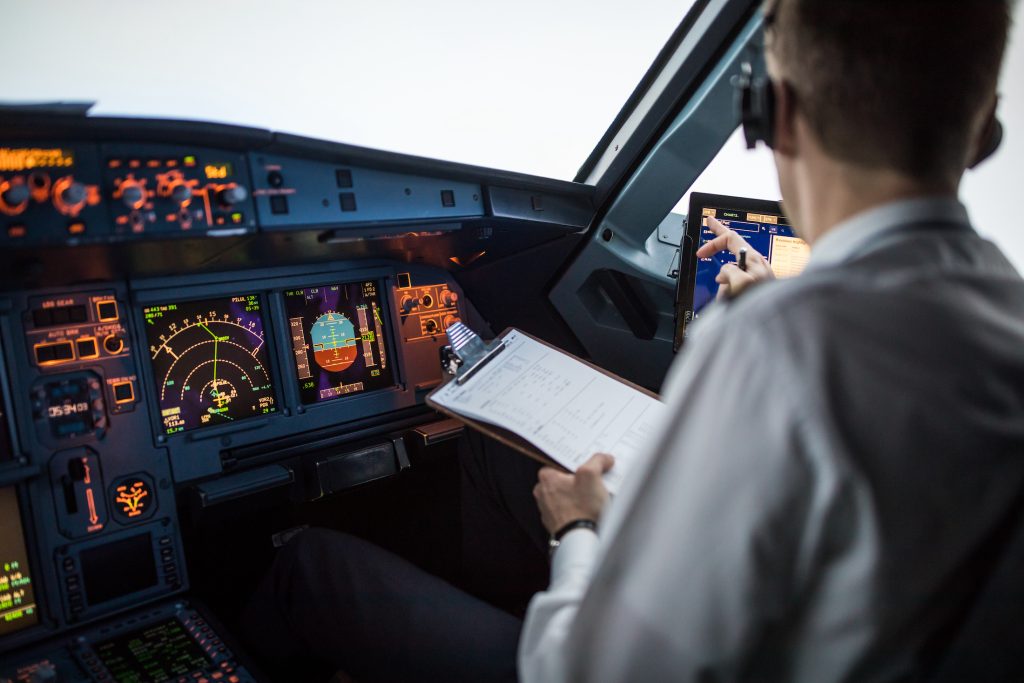 Pilot in flight deck
