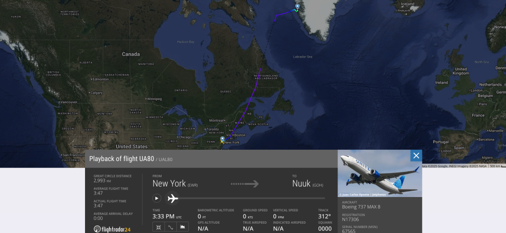 United's first flight to Nuuk