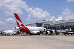 Qantas A380 at DFW Airport