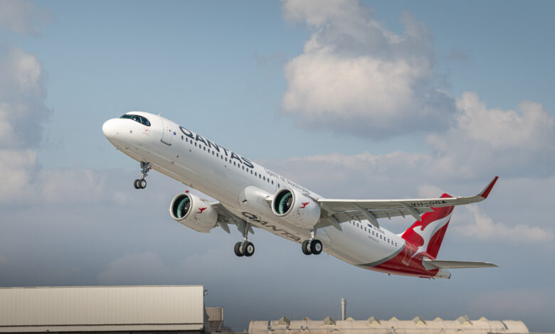 A Qantas A321XLR.