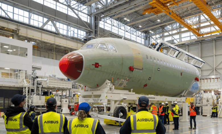 An A320 assembly facility in Toulouse, France.