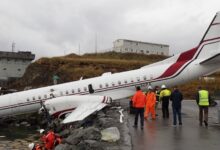 PenAir Flight 3296 after overrunning a runway in Dutch Harbor, Alaska. (Photo: NTSB via Wikimedia Commons)