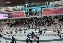Crowds at Nashville International Airport.
