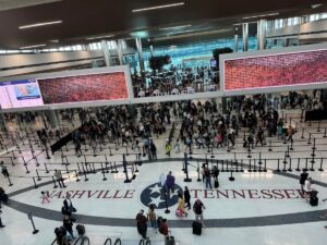 Crowds at Nashville International Airport.