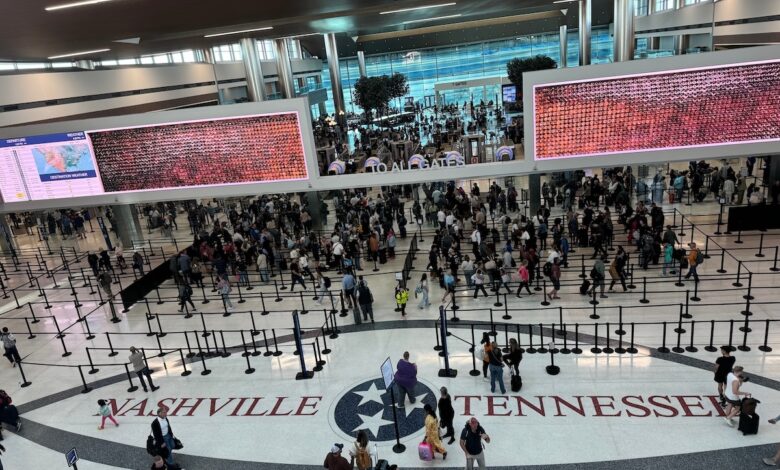 Crowds at Nashville International Airport.