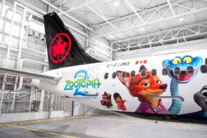 Air Canada Airbus A220-300 with Zootropia 2 livery