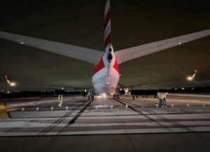 American 737 overruns runway