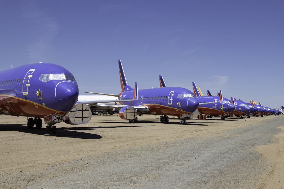 Parked aircraft in Victorville, California.