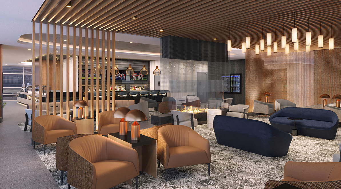 A rendering of American's lounge at DCA