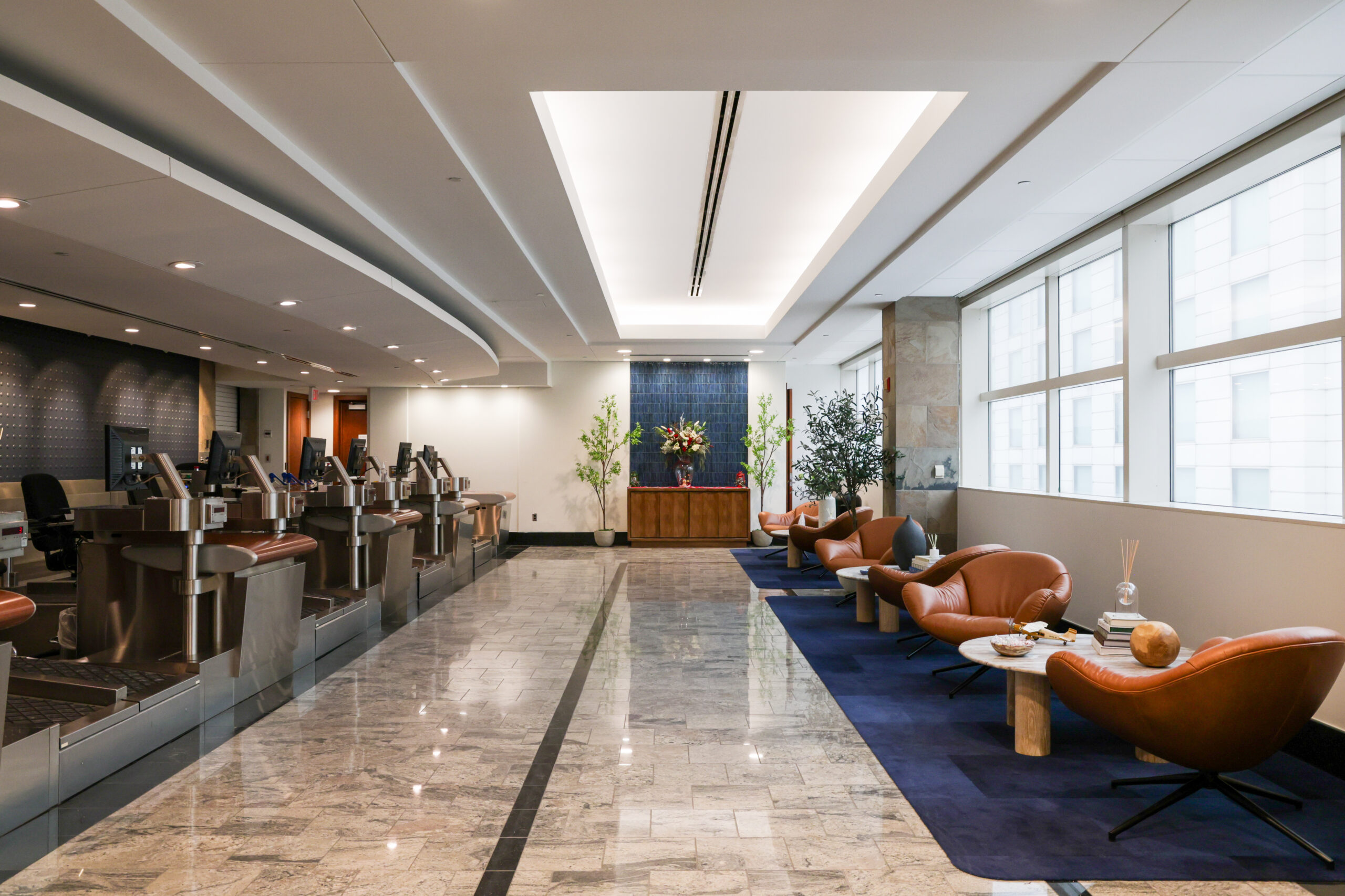 Delta One Check-In lounge in DTW located in the McNamara Terminal of the Detroit Metropolitan Wayne County Airport.
