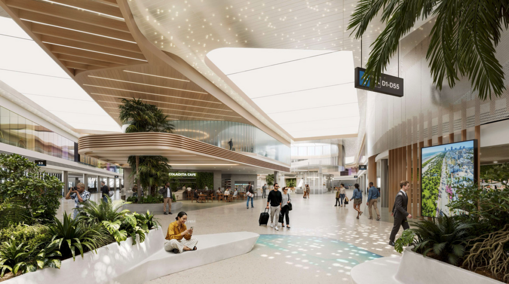 A rendering of the completed Gate D60 project. (Credit: American Airlines)