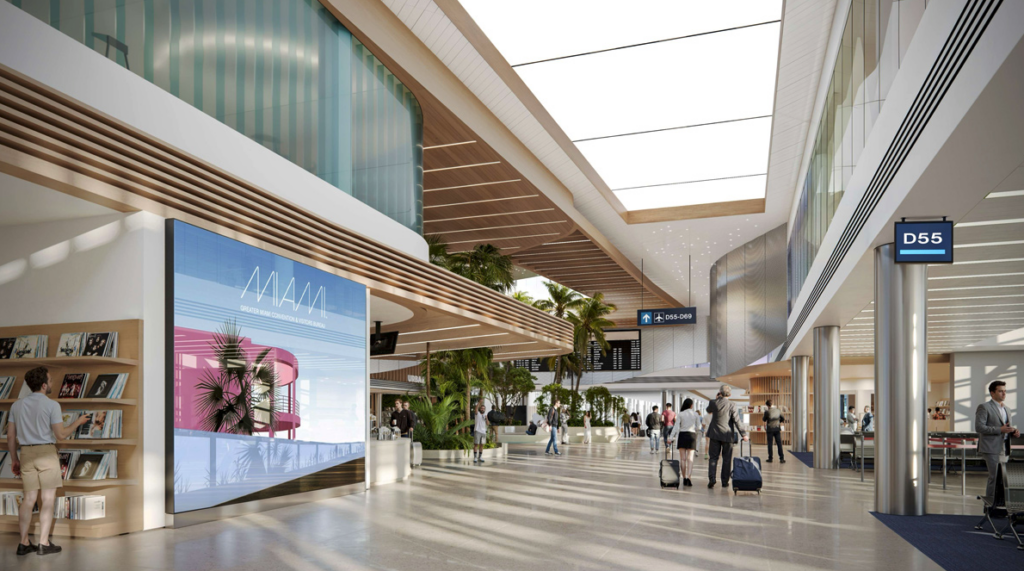 A rendering of the completed Gate D60 project. (Credit: American Airlines)