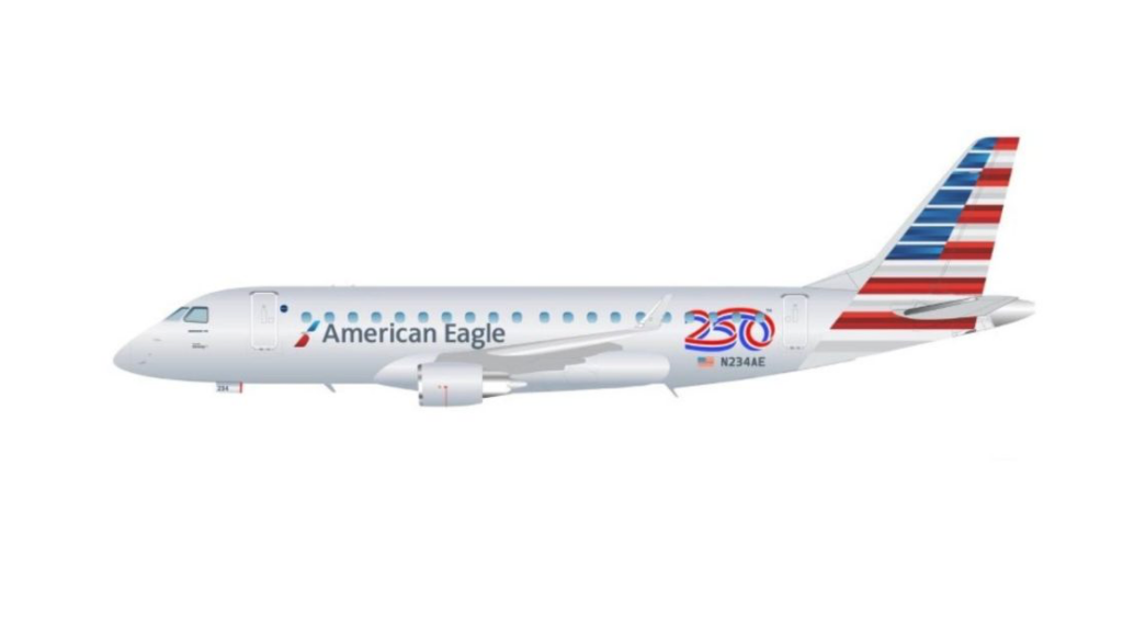 A rendering of Envoy's U.S. 250th anniversary livery. (Credit: Envoy Air)
