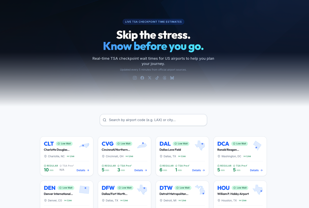 The TSA Wait Time tool. (Photo: AirlineGeeks)