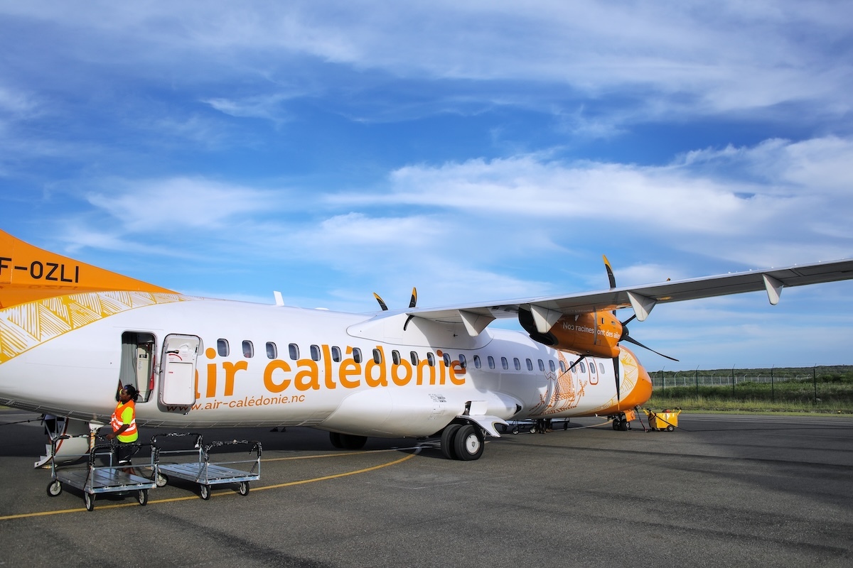 An Air Caledonie airplane on Ouvea Island. (Photo: Don Mammoser | Shutterstock)